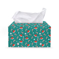 Candy And Santa Claus Hat Pattern Print Leather Tissue Box Cover