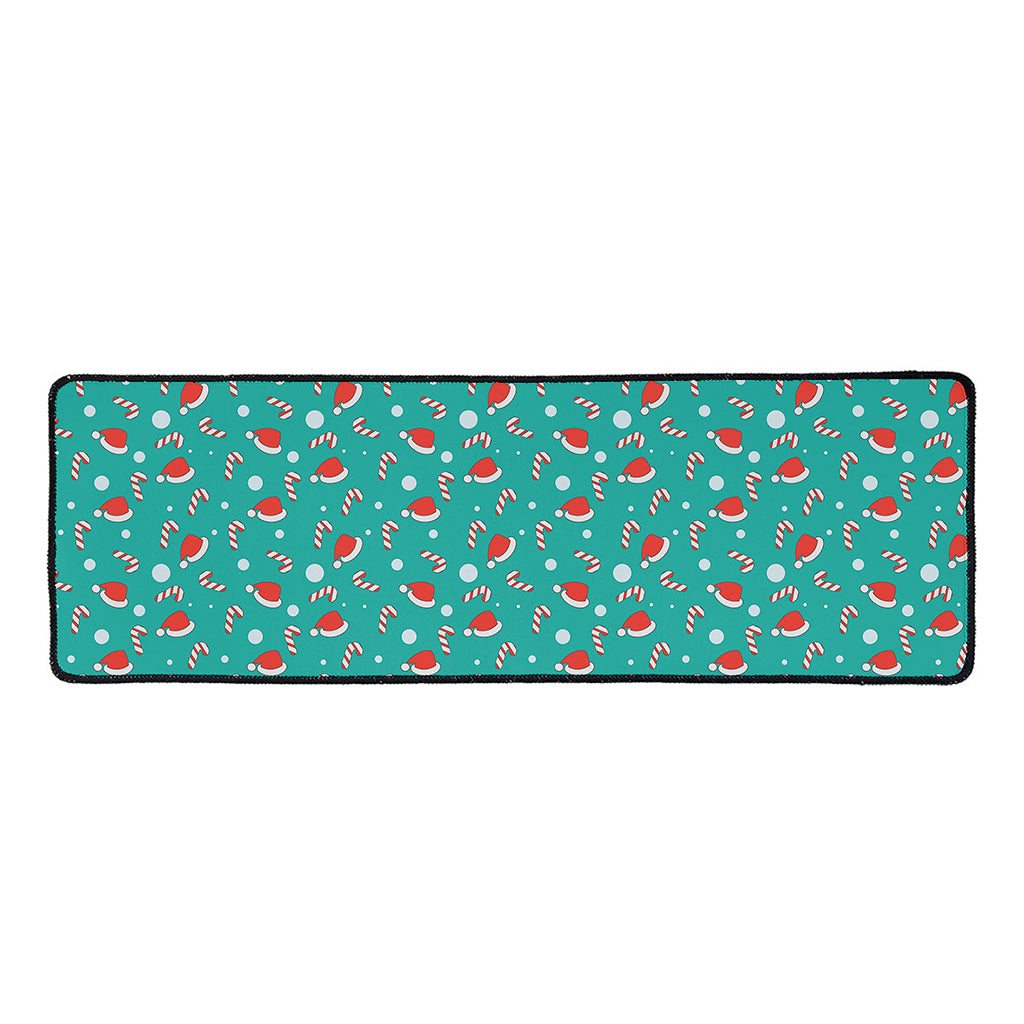 Candy And Santa Claus Hat Pattern Print Long Kitchen Mat