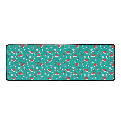 Candy And Santa Claus Hat Pattern Print Long Kitchen Mat