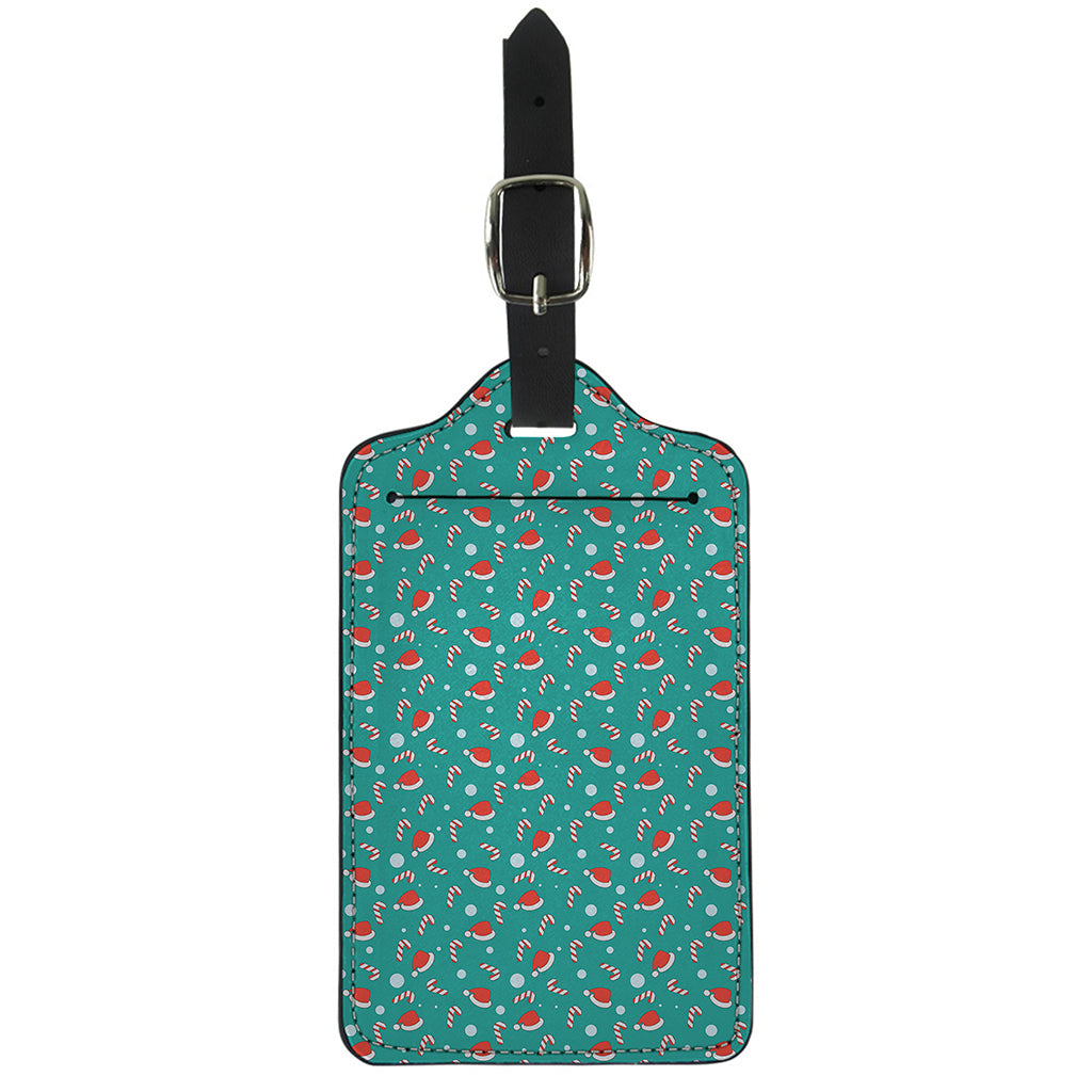 Candy And Santa Claus Hat Pattern Print Luggage Tag