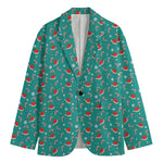 Candy And Santa Claus Hat Pattern Print Men's Blazer