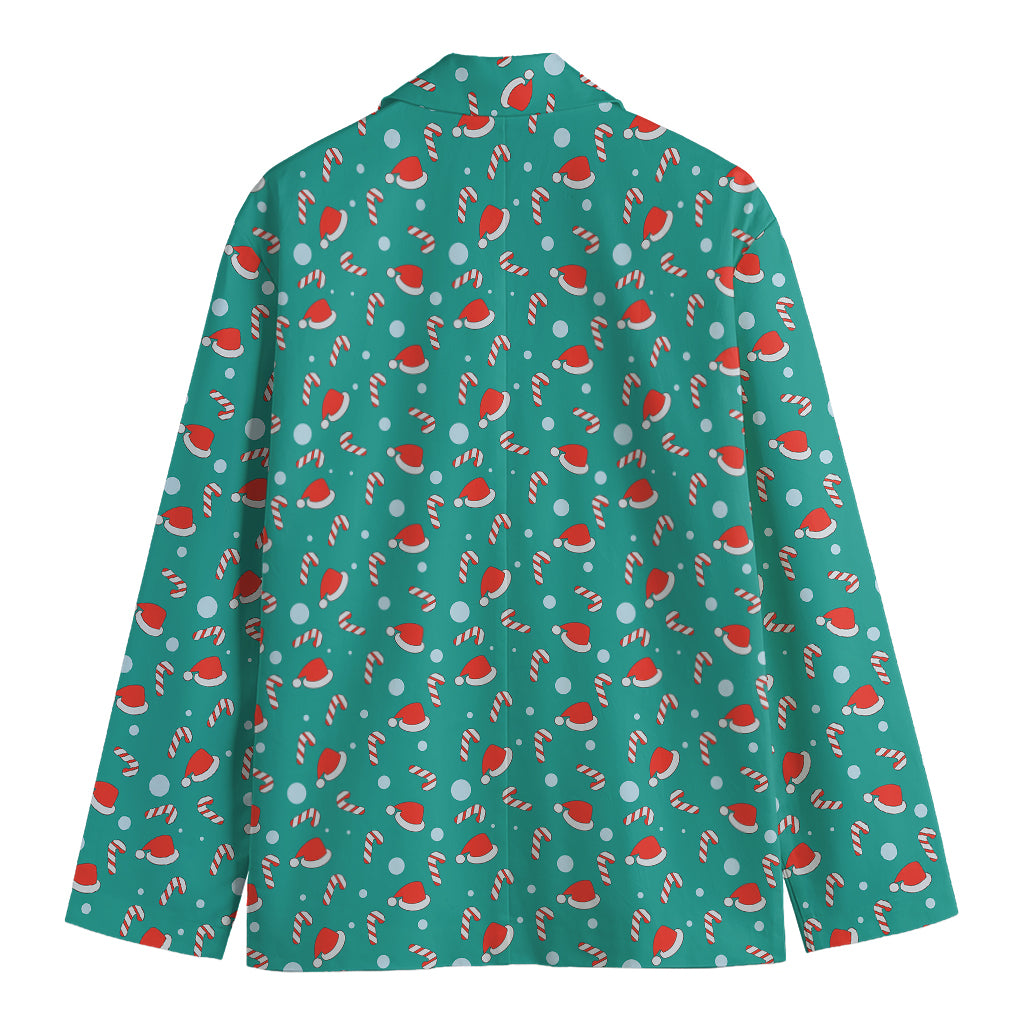 Candy And Santa Claus Hat Pattern Print Men's Blazer