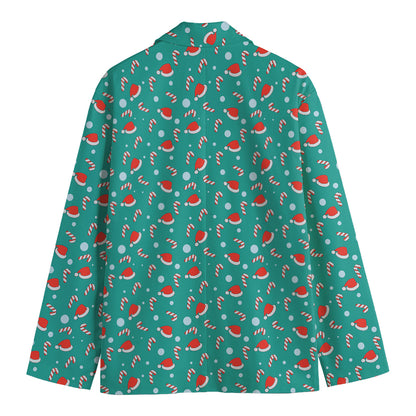 Candy And Santa Claus Hat Pattern Print Men's Blazer