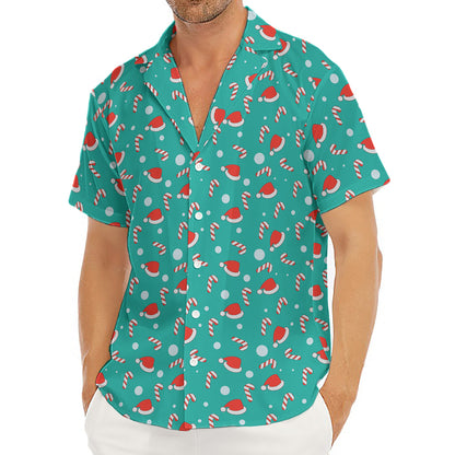 Candy And Santa Claus Hat Pattern Print Men's Deep V-Neck Shirt