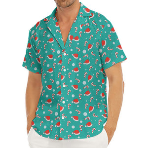 Candy And Santa Claus Hat Pattern Print Men's Deep V-Neck Shirt