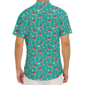 Candy And Santa Claus Hat Pattern Print Men's Deep V-Neck Shirt