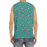 Candy And Santa Claus Hat Pattern Print Men's Fitness Tank Top
