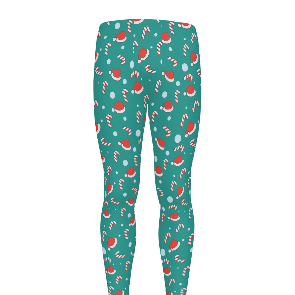 Candy And Santa Claus Hat Pattern Print Men's leggings
