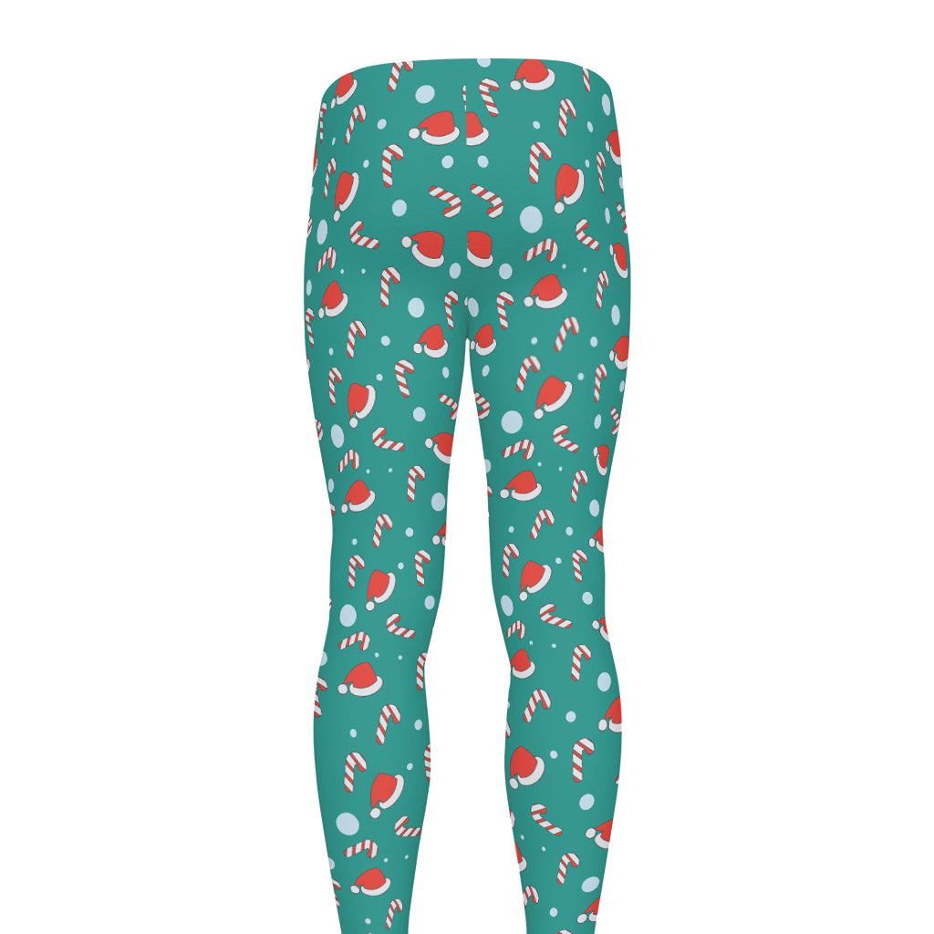 Candy And Santa Claus Hat Pattern Print Men's leggings