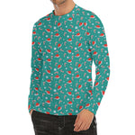 Candy And Santa Claus Hat Pattern Print Men's Long Sleeve Rash Guard