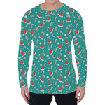 Candy And Santa Claus Hat Pattern Print Men's Long Sleeve T-Shirt