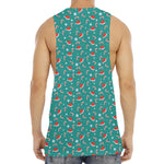 Candy And Santa Claus Hat Pattern Print Men's Muscle Tank Top