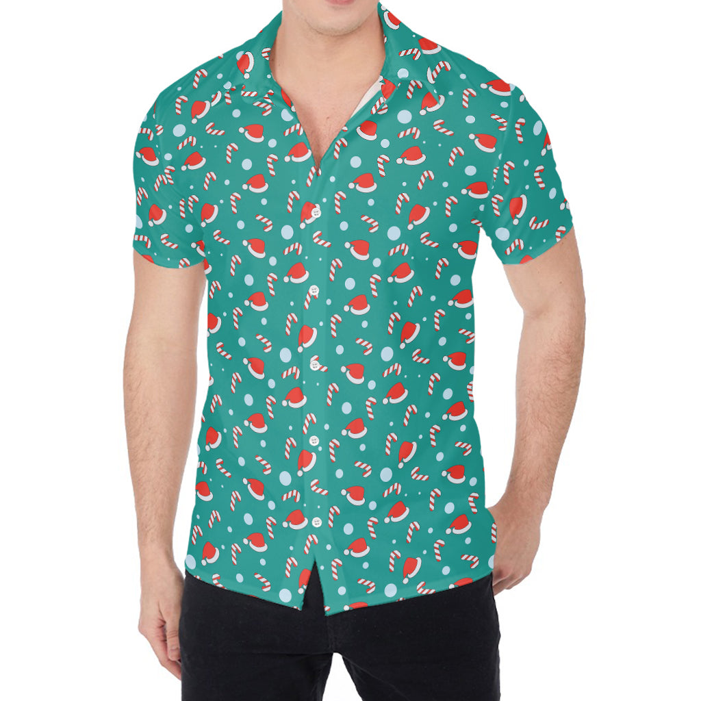 Candy And Santa Claus Hat Pattern Print Men's Shirt