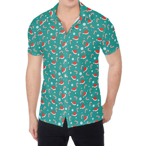 Candy And Santa Claus Hat Pattern Print Men's Shirt