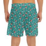 Candy And Santa Claus Hat Pattern Print Men's Split Running Shorts