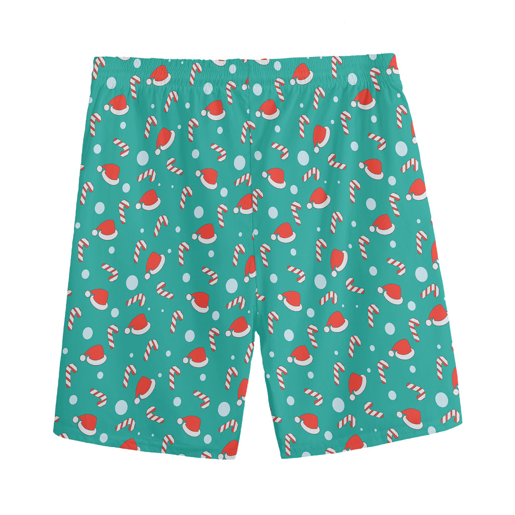 Candy And Santa Claus Hat Pattern Print Men's Sports Shorts