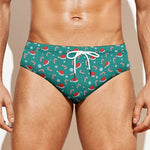 Candy And Santa Claus Hat Pattern Print Men's Swim Briefs