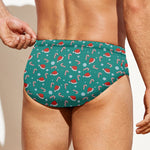 Candy And Santa Claus Hat Pattern Print Men's Swim Briefs