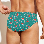 Candy And Santa Claus Hat Pattern Print Men's Swim Briefs
