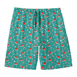 Candy And Santa Claus Hat Pattern Print Men's Swim Trunks