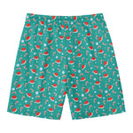 Candy And Santa Claus Hat Pattern Print Men's Swim Trunks