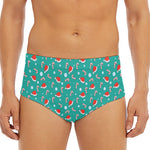 Candy And Santa Claus Hat Pattern Print Men's Triangle Swim Briefs