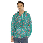 Candy And Santa Claus Hat Pattern Print Men's Velvet Pullover Hoodie