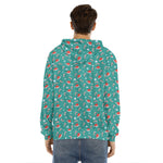 Candy And Santa Claus Hat Pattern Print Men's Velvet Pullover Hoodie