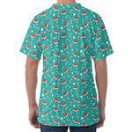 Candy And Santa Claus Hat Pattern Print Men's Velvet T-Shirt