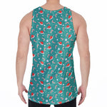 Candy And Santa Claus Hat Pattern Print Men's Velvet Tank Top
