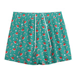 Candy And Santa Claus Hat Pattern Print Mesh Shorts