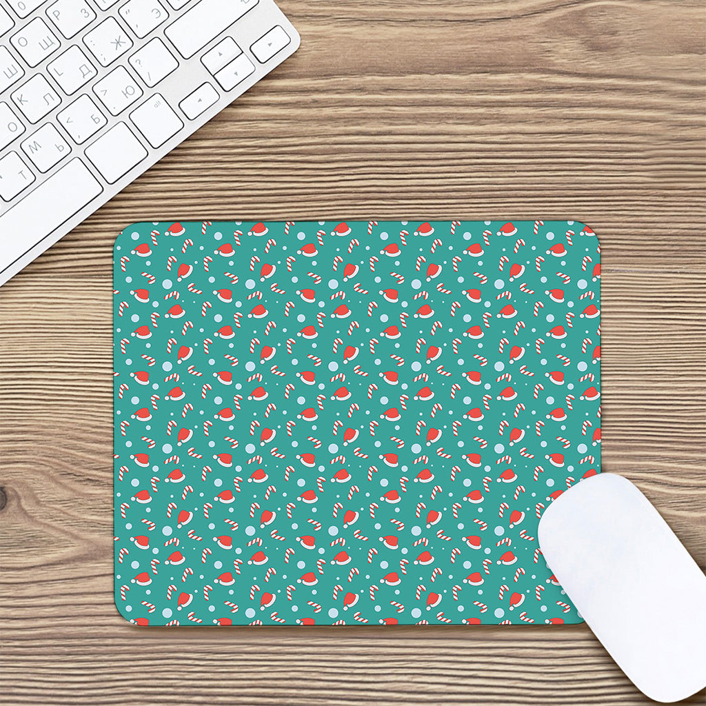 Candy And Santa Claus Hat Pattern Print Mouse Pad