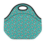 Candy And Santa Claus Hat Pattern Print Neoprene Lunch Bag