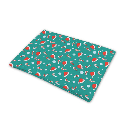 Candy And Santa Claus Hat Pattern Print Pet Cooling Mat Cover