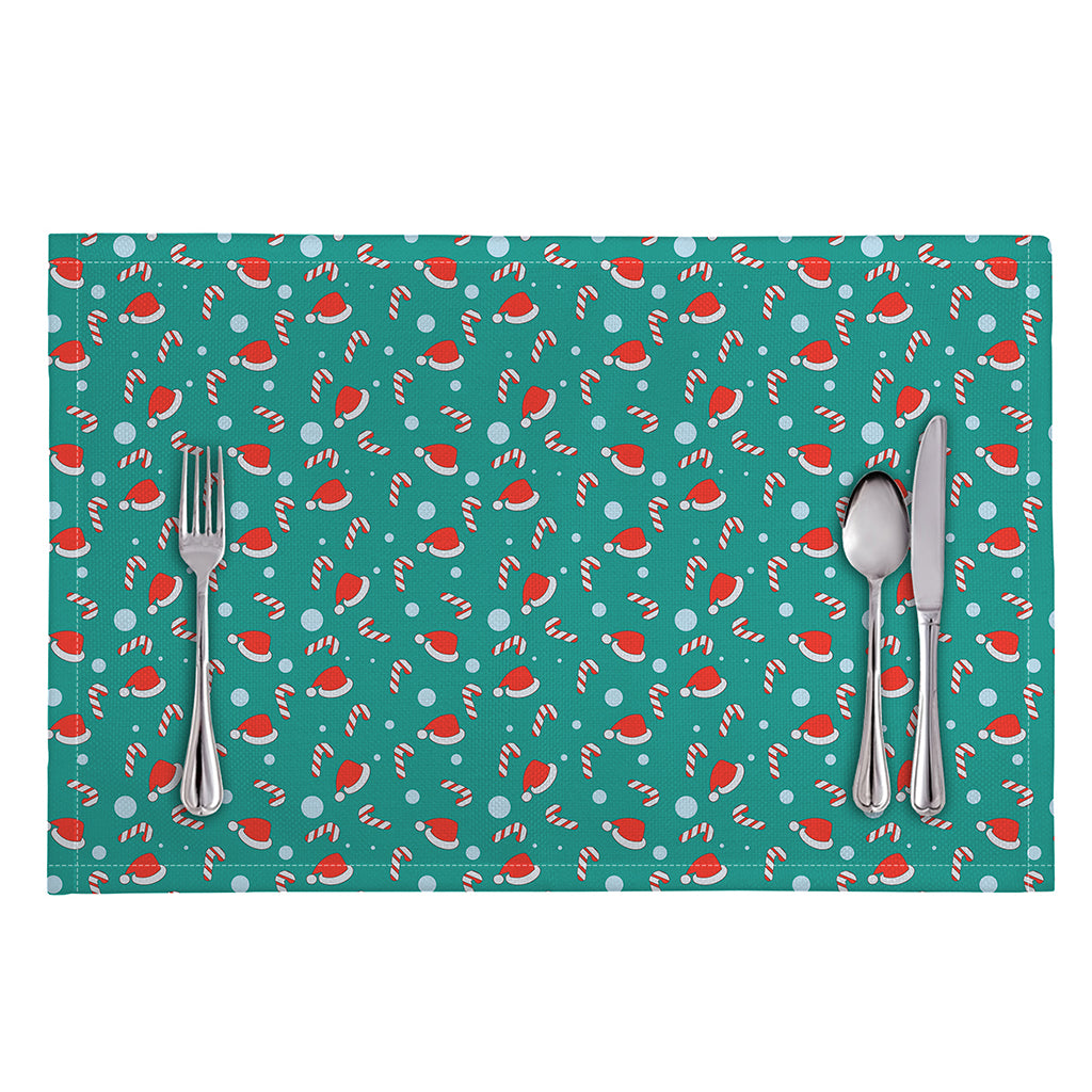 Candy And Santa Claus Hat Pattern Print Placemat