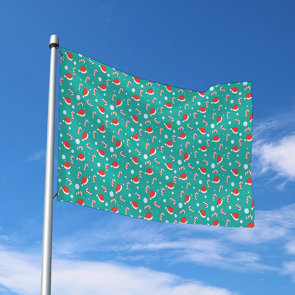 Candy And Santa Claus Hat Pattern Print Polyester Flag