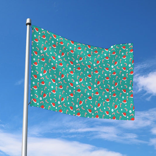 Candy And Santa Claus Hat Pattern Print Polyester Flag