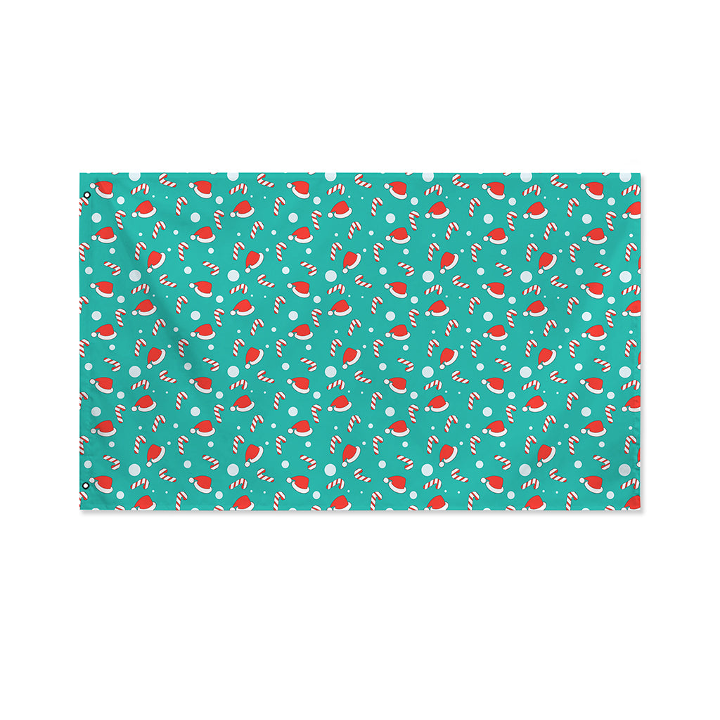 Candy And Santa Claus Hat Pattern Print Polyester Flag