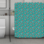Candy And Santa Claus Hat Pattern Print Polyester Shower Curtain