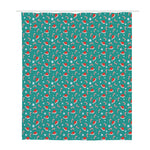Candy And Santa Claus Hat Pattern Print Polyester Shower Curtain