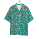 Candy And Santa Claus Hat Pattern Print Rayon Hawaiian Shirt