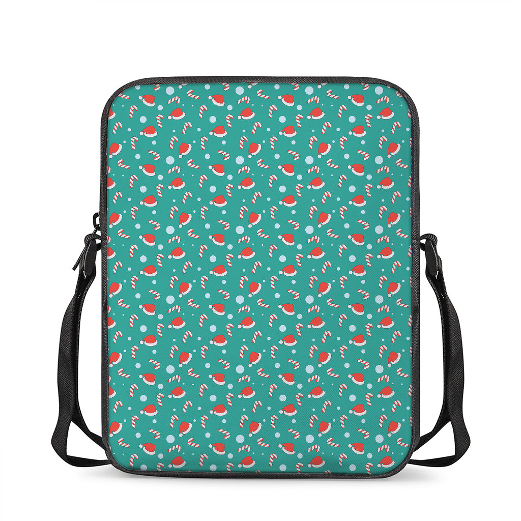 Candy And Santa Claus Hat Pattern Print Rectangular Crossbody Bag
