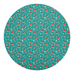 Candy And Santa Claus Hat Pattern Print Round Blanket