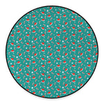 Candy And Santa Claus Hat Pattern Print Round Floor Mat