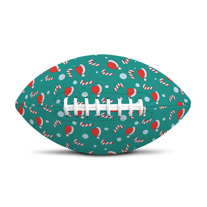 Candy And Santa Claus Hat Pattern Print Rugby Ball