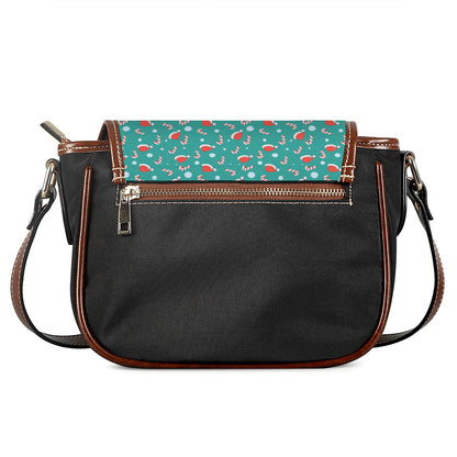 Candy And Santa Claus Hat Pattern Print Saddle Bag