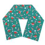 Candy And Santa Claus Hat Pattern Print Scarf