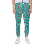 Candy And Santa Claus Hat Pattern Print Scuba Joggers
