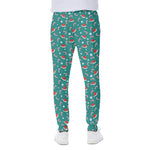Candy And Santa Claus Hat Pattern Print Scuba Joggers