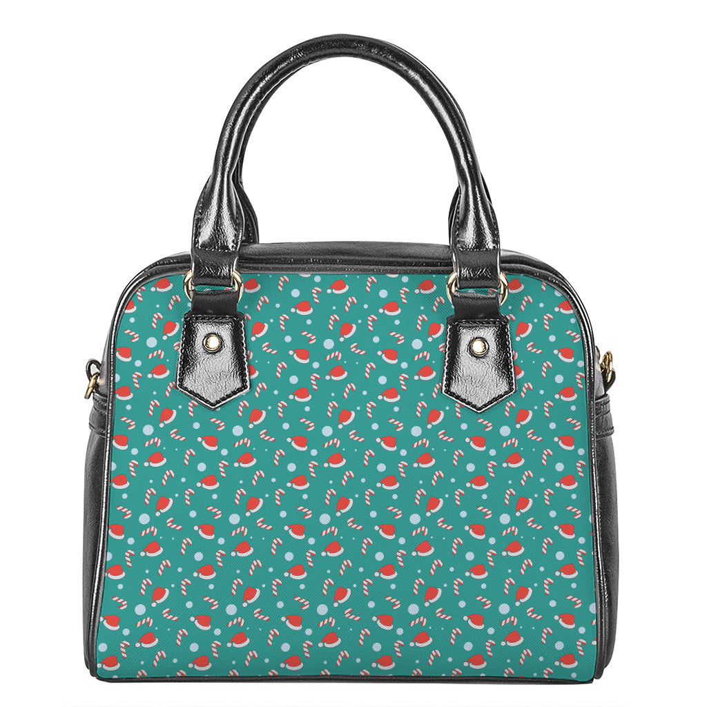 Candy And Santa Claus Hat Pattern Print Shoulder Handbag
